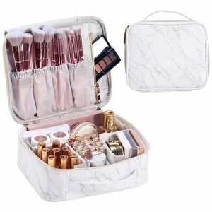Marble Leather Makeup Case Cosmetic Bag PU Leather Makeup Organizers Storage Por